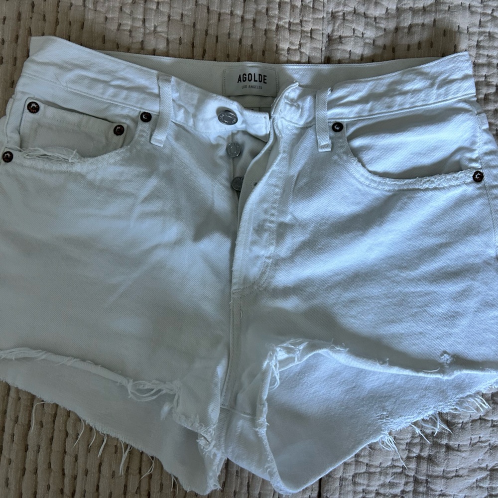 Agolde Crisp White Denim Shorts